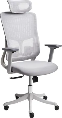 Produktbild von BELIANI Bürostuhl Grau Mesh Höhenverstellbar Drehbar mit Verstellbaren Armlehnen und Kopfstütze Modernes Design Drehstuhl für Homeoffice Arbeitszimmer