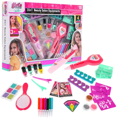 Produktbild von Mega 3in1 Styling-Set für Mädchen – gefärbte Haare + Maniküre + Tattoos