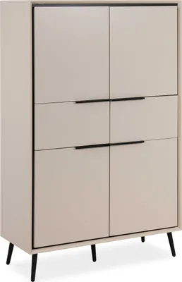 Produktbild von Buffetschrank Auryn - 90x38x140cm - 4 Türen und 2 Schubladen - sand/schwarz