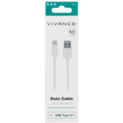 Zdjęcie produktu dla ViVanco™DCVVUSBC20A05W, 0,5 m, USB A, USB C, Biały
