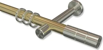 Produktbild von Interdeco Gardinenstange, Vorhangstange Messing-Optik / Edelstahl-Optik Modell Prestige Elanto, 20 mm Ø 1-läufig, 160 cm