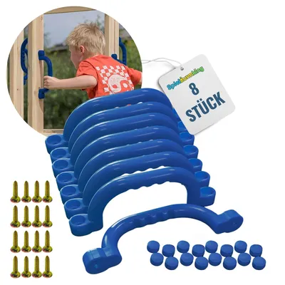 Produktbild von Spielturmking Haltegriffe für Spielturm - Handgriffe FYNN - Sicherheitsgriffe - Klettergriffe aus Kunststoff - Blau 8 Stück 32591-36