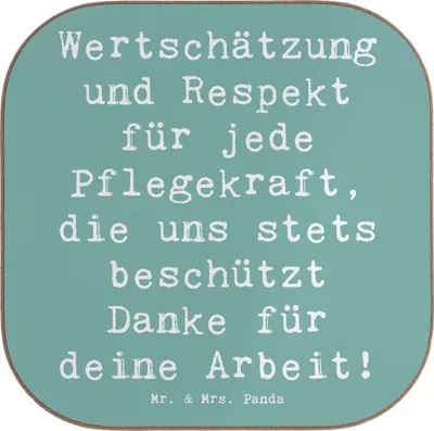 Produktbild von Mr. & Mrs. Panda Untersetzer für Gläser Spruch Pflegekraft Wertschätzung - Meeresbrise - Geschenk, Bedanken, Tassen, Pflege, Pflegepersonal, Aufmerksamkeit, Geschenke
