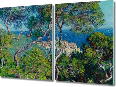 Produktbild von Coloray Kochplattenabdeckung Herdabdeckplatte 2x40x52 cm Hackbrett Schneidebrett Küchenbrett - Natur Blick Monet