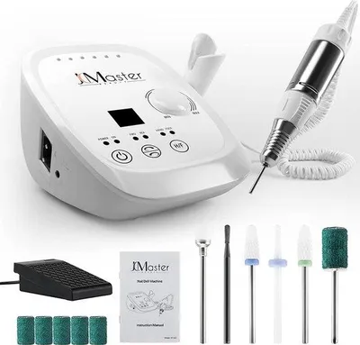 Obrázok produktu pre Unyqoos® Elektrická frézka na nechty – 35 000 otáčok za minútu, vrátane 6 fréz a nožného pedálu, ergonomická frézka na nechty vhodná na gélové a akrylové nechty, ideálna pre domáce použitie