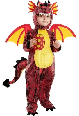 Zdjęcie produktu dla Kostium smoka dla dzieci, uniseks, czerwony, rozmiary S-XL, idealny na Halloween i imprezy tematyczne