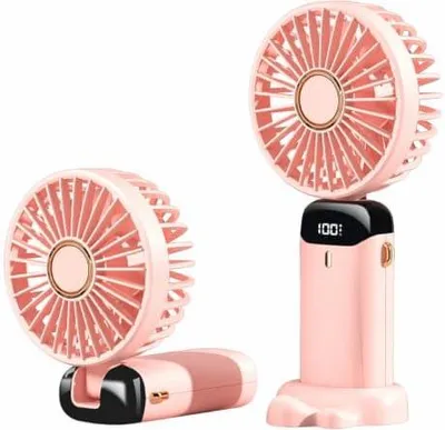 Produktbild von Jsdoin Handventilator, Tragbarer Mini Ventilator, Wiederaufladbar, Kleiner Taschenventilator Mit 5 Geschwindigkeitsstufen, Faltbarer USB-Ventilator für Büro, Outdoor (Rosa)