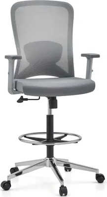 Produktbild von hjh OFFICE Counterstuhl Top Work 44 W Arbeitsstuhl mit Armlehnen (höhenverstellbar) Stoff / Netzstoff