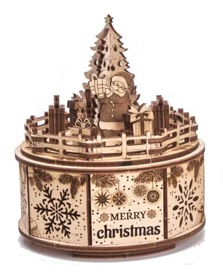 Produktbild von Wood Trick Musikbox Geschenke von Santa Model Kit - Wir wünschen Ihnen Frohe Weihnachten Schöne Melodie - Sehr robust und ökologisch - 3D Holzpuzzle