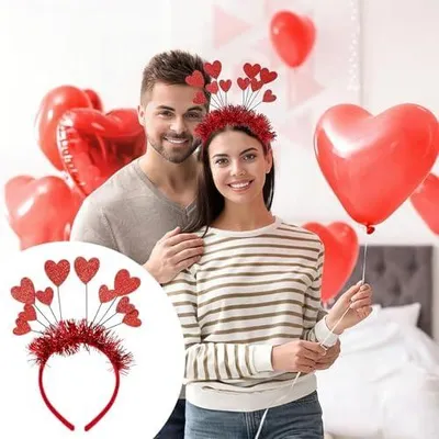 Produktbild von Roter Herz-Haarreif mit Pailletten für Karneval, Partys und Valentinstag, Hochzeit oder Geburtstag