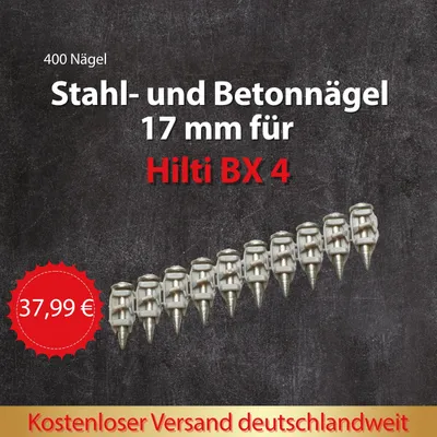 Produktbild von 400 Stück Hochleistungsnagel für Stahl und Beton wie Hilti X-P 17 B4 MX