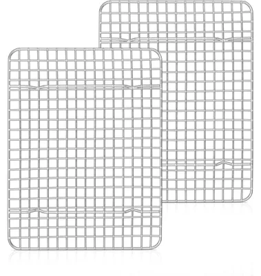 Immagine prodotto di Set di griglie di raffreddamento in acciaio inossidabile, 2 pezzi, dimensioni 30x23x2 cm, rettangolari, adatte al lavaggio in lavastoviglie