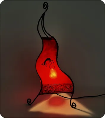 Immagine prodotto di Lampada orientale lampada all'henné lampada in pelle marocchina lampada da tavolo lampada da terra Essaouira Gecko 50 cm, rosso
