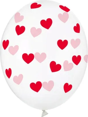 Immagine prodotto di 50 pz. Palloncino Ø30cm "cuori rossi" | Cristallo trasparente