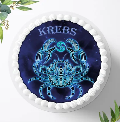 Produktbild von Für die Geburtstags Torte ein Tortenaufleger, Zuckerbild mit dem Motiv: Krebs, Essbares Foto für Torten, Fondant, Ø 20cm, 3606