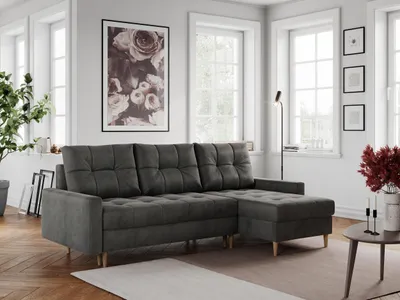 Produktbild von Ecksofa mit Schlaffunktion, Universal Schlafsofa - COLIN - Dunkelgrau