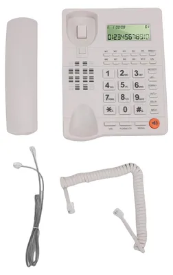 Immagine prodotto di Telefono fisso con filo, riconoscimento chiamante, adatto per hotel o uso domestico, telefono con tasti grandi e altoparlante, display chiaro, colore bianco