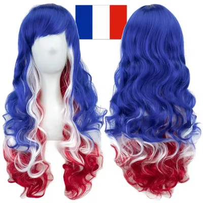 Immagine prodotto di Parrucca per cosplay con frangia - Colori: blu, bianco, rosso