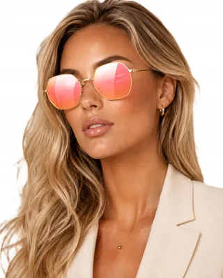 Produktbild von Modische Verspiegelte Sonnenbrille Gold Pink UV400 Uni