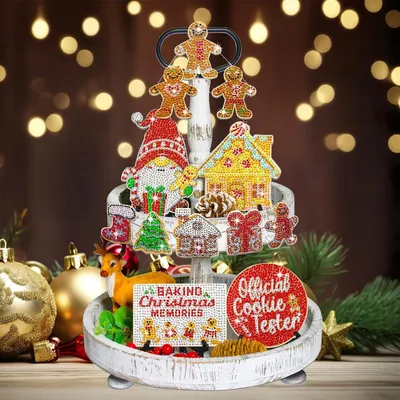 Produktbild von Tablett-Dekorationsset mit mehrstufigen Weihnachtsdiamanten