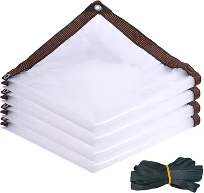 Image de Bâche transparente, dimensions 3 x 3 mètres, avec œillets, en polyéthylène (PE) de 160 g/m², imperméable, pour jardin