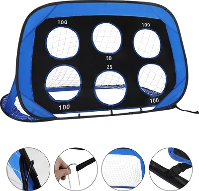 Produktbild von Aopunly Fußballtor 4-in-1 mit Torwand für Kinder Pop-Up Fußballtor Faltbar inkl Tragetasche & Bodennägel 120x80x80cm (2 St.)