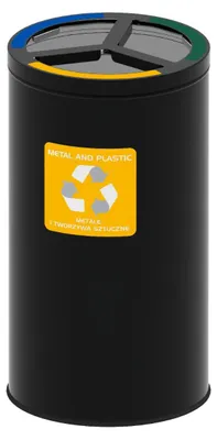 Produktbild von Alda runder weißer Recyclingbehälter 3x25l - Gelb - Blau - Grün