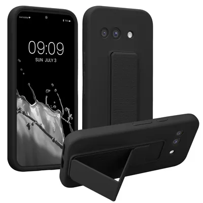Produktbild von kwmobile Handyhülle für Google Pixel 9a Hülle - TPU Silikon Case mit Fingerhalter und Stand - Schutzhülle Cover in Schwarz