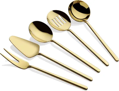 Immagine prodotto di Hermia Concept, Allegra - Oro, set di posate (5 pezzi), oro, 100% ACCIAIO INOSSIDABILE, 22,2 cm