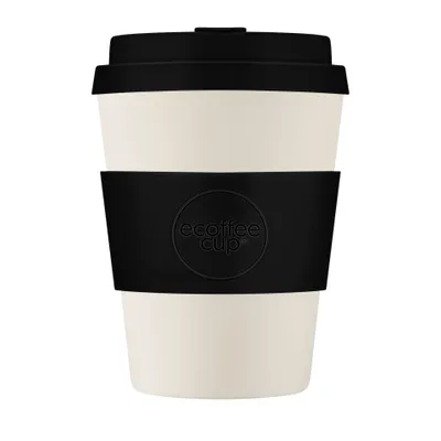 Produktbild von Ecoffee Cup Black Nature PLA - Becher to Go 350 ml - Schwarz Silikon