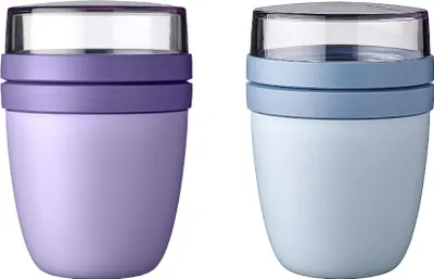 Produktbild von Mepal | Lunchpot Ellipse Mixed | Vivid Lilac + Nordic Blue | Müslibecher to go | Joghurt & Müsli getrennt | 500 ml + 200 ml | Gefrierschrank, Mikrowelle & Spülmaschine geeignet