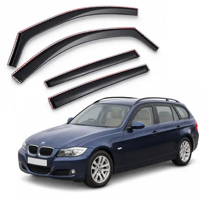 Produktbild von J&J AUTOMOTIVE | GP Windabweiser Für BMW 3 Serie E91 5T Kombi 2005-2013 4tlg, GP Regenabweiser, Schwarz, Getönt, Aerodynamisch, Einfache Montage, Befeistigung mit Clips