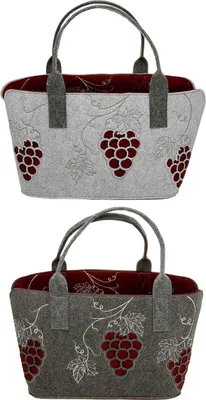 Produktbild von Gilde Filz Tasche Wein Laser VE 2 so (BxHxL) 25 cm x 26 cm x 50 cm hellgrau/dunkelgrau innen dunkelrot Sie kaufen hier immer ein Set von 2 gleichen Artikeln.