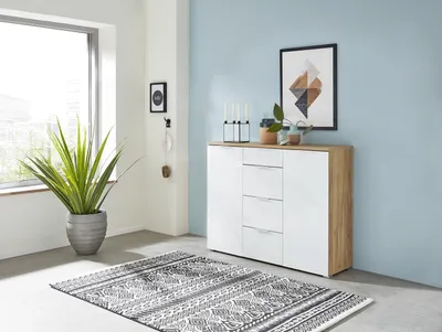 Produktbild von GERMANIA Sideboard TELDE, 3982-242 weiß, navarra-eiche 134,0 x 40,0 x 105,0 cm