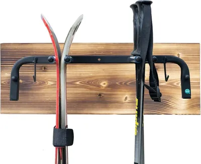 Obrázok produktu pre Držiak na lyže Nástenný držiak na 2 páry lyží 47 cm Trekingová drevená koľajnička s háčikom N3.2 9981