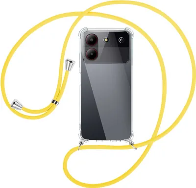 Produktbild von Handykette Backcover-Schutzhülle mit Band (Metall silberfarben) für ZTE Blade A54 (6.6'') - gelb