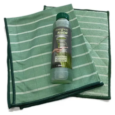 Produktbild von Bambus-Kristall 3er Hygiene-Set STARTER - 1 Poliertuch & 1 Wischtuch + Reiniger 250ml