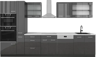 Produktbild von Küchenzeile Vicco R-Line Anthrazit Hochglanz/Anthrazit 350 cm , AP Marmor, Model 53420