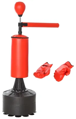 Immagine prodotto di Sacco da Boxe ad Altezza Regolabile 88x48x155-205 cm con Punching Ball e Base Riempibile Rosso e Nero