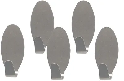 Produktbild von CHPN – Kleine selbstklebende Haken – Edelstahlhaken – 3 cm hoch – 5 Stück – Edelstahl – Handtuchhaken – mit selbstklebendem Streifen – Badezimmerhaken – Küchenhaken