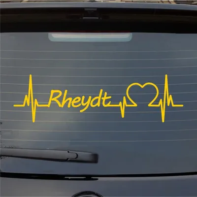 Produktbild von Heckscheibenaufkleber Rheydt Herzschlag Puls Stadt Liebe 55x15 cm Gelb Auto Aufkleber Sticker