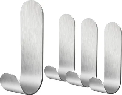 Produktbild von 4 Stück Haken Selbstklebend,Haken Selbstklebend Handtuchhaken für Bad & Küche, Ohne Bohren Wasserfest,Handtuchhalterung Wandhaken zum Kleben Selbstklebend,Klebehaken Selbstklebend aus Edelstahl