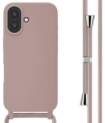 Imagen del producto de Funda de Silicona con Cuerda para Apple iPhone 16 - Sand Pink