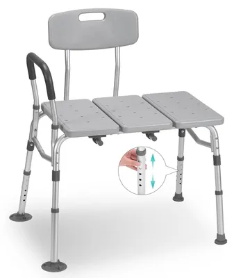 Zdjęcie produktu dla Ławka prysznicowa transferowa łazienkowa - Regulowana 44,5 - 57,1 cm - Aluminium - Antypoślizgowa