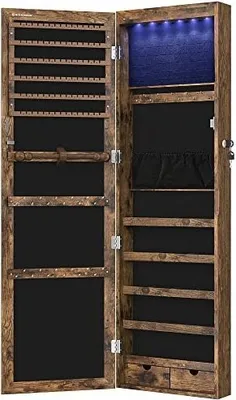 Produktbild von Závěsná skříňka se zrcadlem na šperky 37 x 10 x 120 cm Rustic Brown