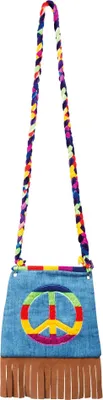 Image de Sac à bandoulière Peace - Sac hippie coloré avec franges 19x19 cm pour le carnaval