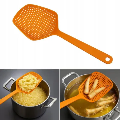 Produktbild von Küchenlöffel, Pfannenwender, Sieb, Abtropfsieb, Nudellöffel, 34 cm
