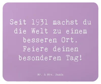 Produktbild von Mr. & Mrs. Panda Mousepad Spruch 1931 Geburtstag - Lavendeltraum - Geschenk, Glückwunsch, Mouse Pad, Jahrestag, Mauspad, pc mausunterlage, Alter, computermatte