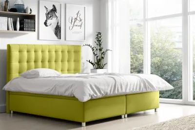 Produktbild von Boxspringbett Schlafzimmerbett ENZO Polyesterstoff Birnengelb 160x200cm