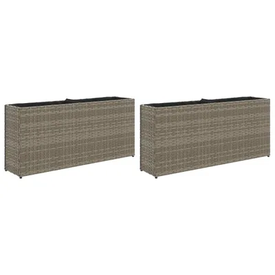 Produktbild von Pflanzkübel mit 2 Töpfen 2 Stk. Grau 90x20x40 cm Poly Rattan